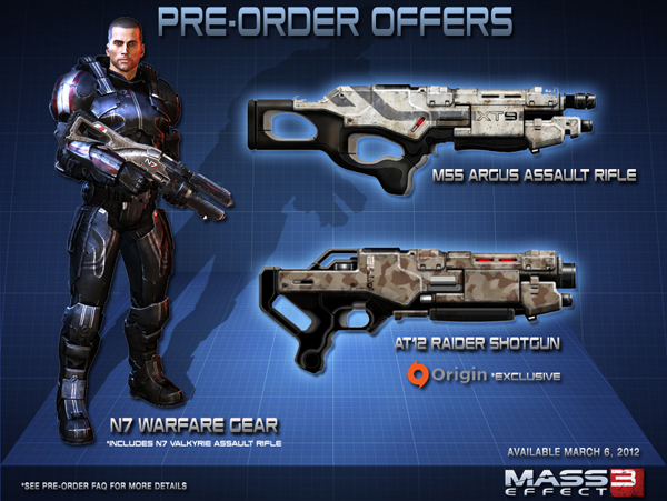 Бонусы предзаказа Mass Effect 3